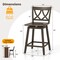24/29 Inch Bar Stool Set of 2 Wooden Bar Chairs with Rubber Wood Frame, Adjustable Height, Modern Design